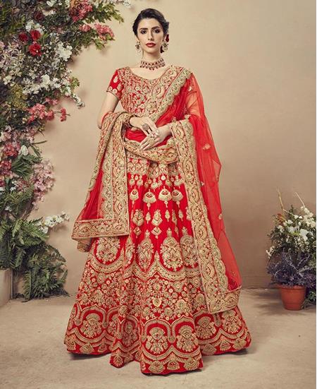 Picture of Well Formed Red Lehenga Choli