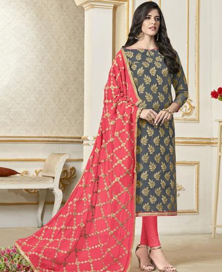 Picture of Charming Grey Straight Cut Salwar Kameez