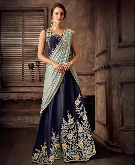 Picture of Lovely Blue Lehenga Saree