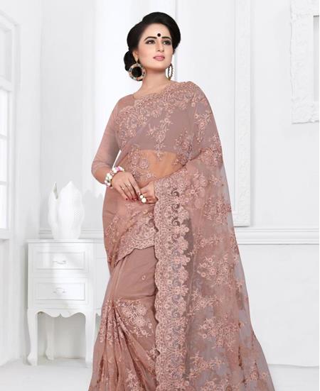 Picture of Magnificent Dusty Pink Net Saree