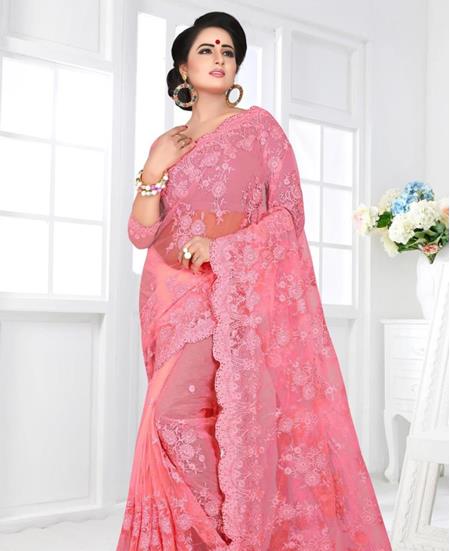 Picture of Marvelous Pink Net Saree