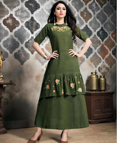 Picture of Splendid Dark Green Readymade Gown