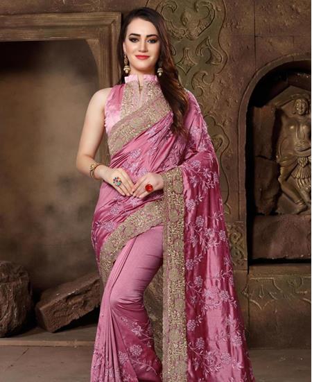 Picture of Enticing Dark Pink Silk Saree