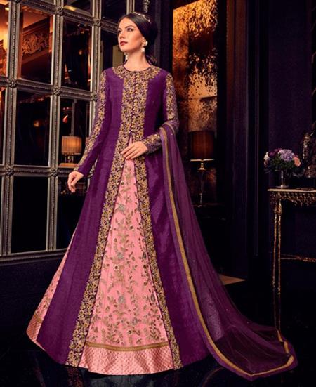 Picture of Exquisite Pink&Purple Anarkali Salwar Kameez