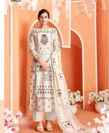 Picture of Exquisite Off White Designer Salwar Kameez