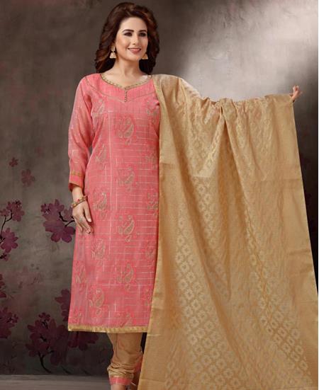 Picture of Fascinating Strawberry Pink Straight Cut Salwar Kameez