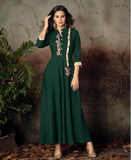 Picture of Well Formed Pine Green Readymade Gown