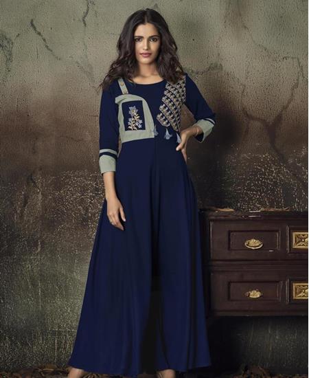 Picture of Graceful Navy Blue Readymade Gown