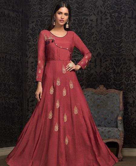 Picture of Ravishing Apple Red Readymade Gown