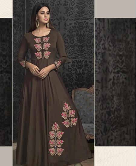 Picture of Beautiful Dark Brown Readymade Gown