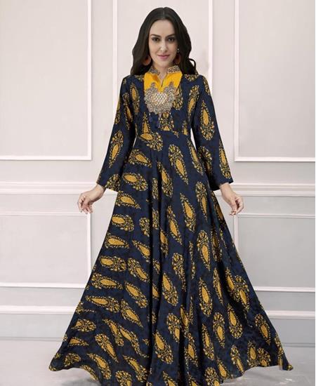 Picture of Beauteous Navy Blue Readymade Gown