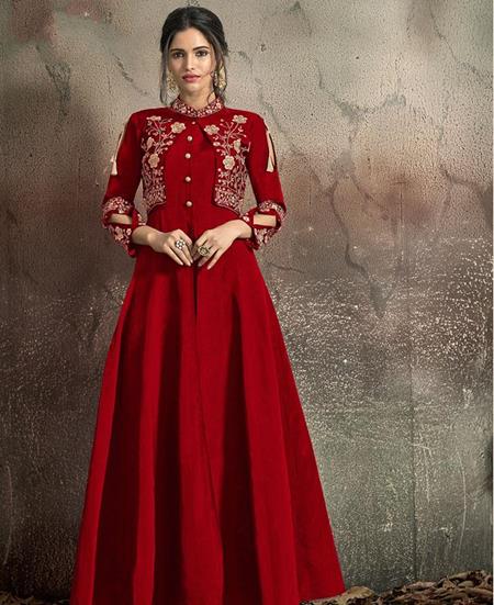 Picture of Lovely Red Party Wear Gown