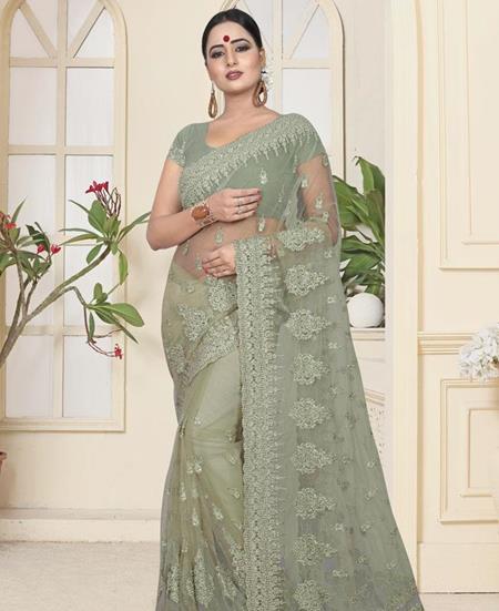 Picture of Nice Pastel Green Net Saree