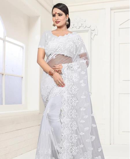 Picture of Beauteous White Net Saree
