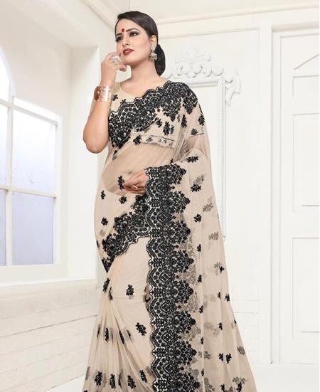 Picture of Comely Beige Net Saree