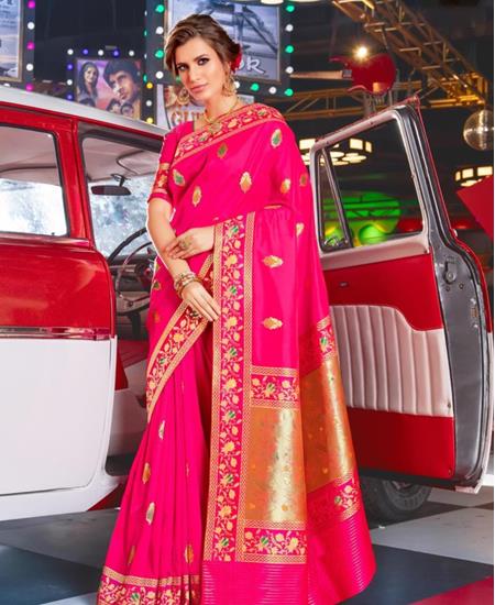 Picture of Alluring Rani Pink Silk Saree