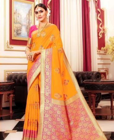 Picture of Graceful Musturd Yellow Silk Saree