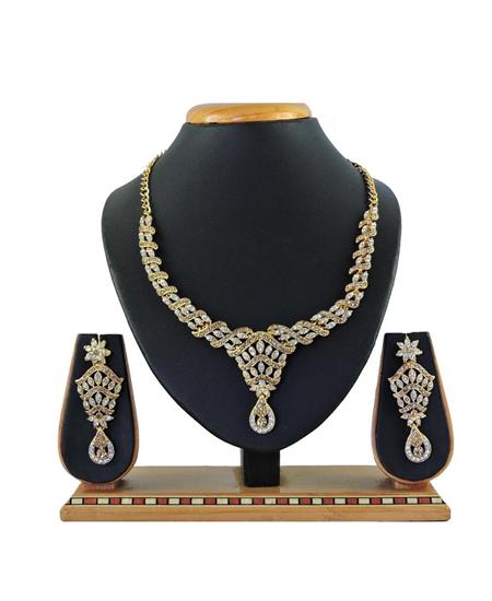 Picture of Amazing White+gold Necklace Set