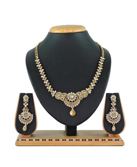 Picture of Delightful White+gold Necklace Set