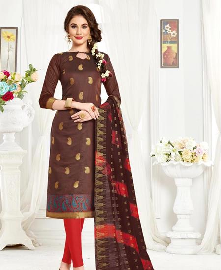 Picture of Lovely Brown Straight Cut Salwar Kameez