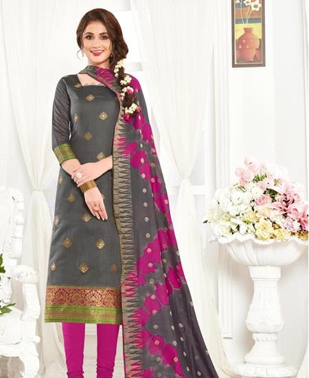 Picture of Well Formed Grey Straight Cut Salwar Kameez