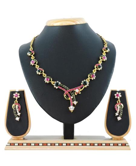 Picture of Charming Green+pink Necklace Set