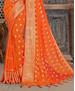 Picture of Alluring Bright Orange Silk Saree