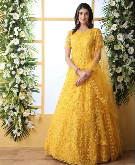 Picture of Bewitching Yellow Party Wear Gown