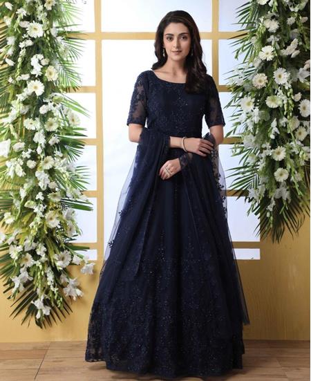 Picture of Grand Navy Blue Party Wear Gown