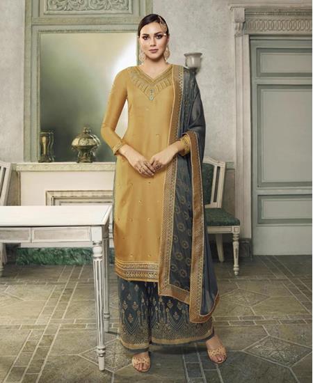 Picture of Sublime Musturd Yellow Straight Cut Salwar Kameez