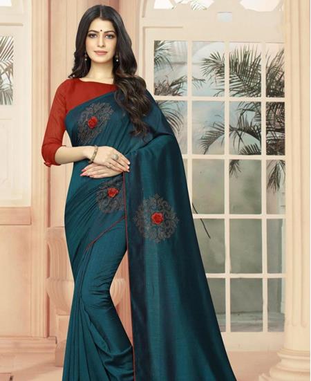 Picture of Bewitching Teal Blue Casual Saree