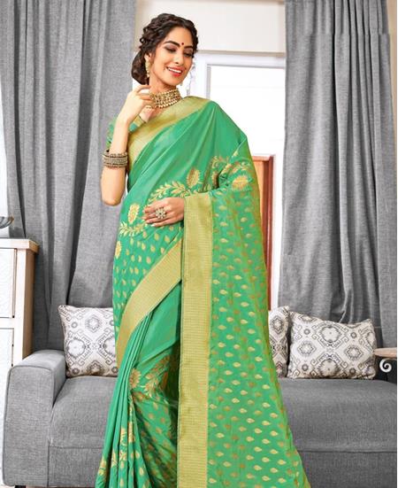 Picture of Shapely Green Silk Saree