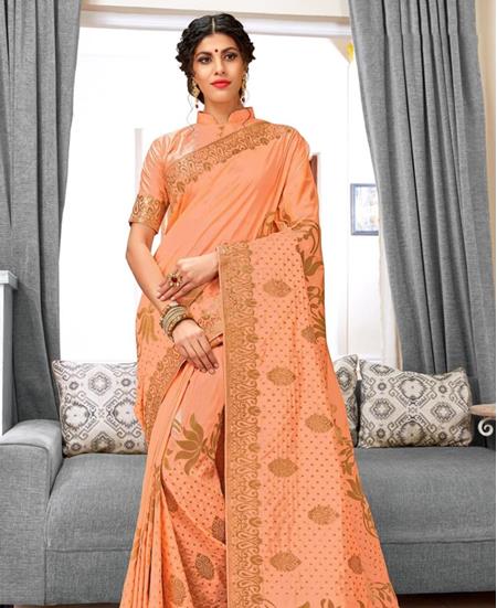 Picture of Appealing Peach Silk Saree