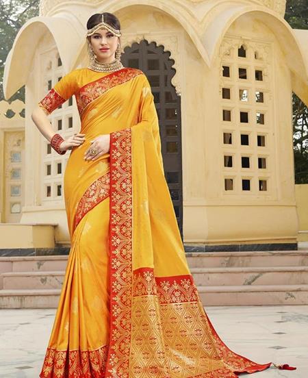 Picture of Pretty Yellow Fashion Saree
