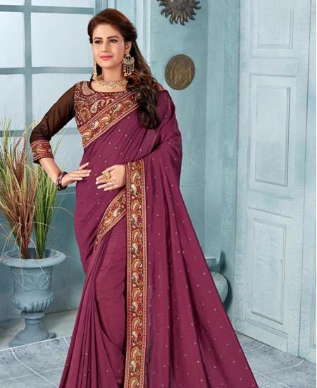 Picture of Sightly Magenta Pink Silk Saree