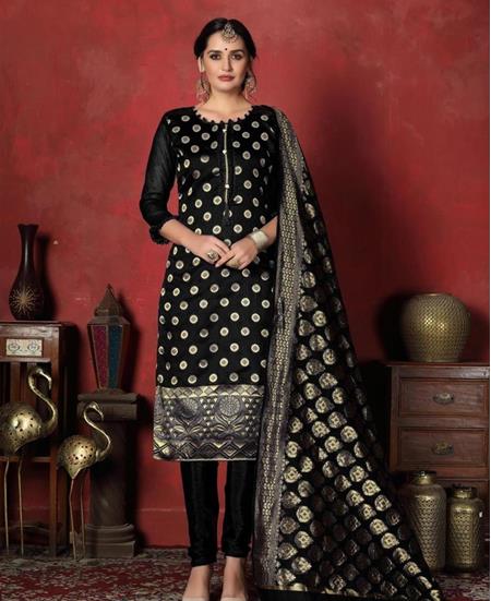 Picture of Comely Black Straight Cut Salwar Kameez