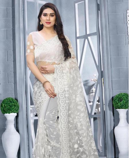 Picture of Radiant White Net Saree