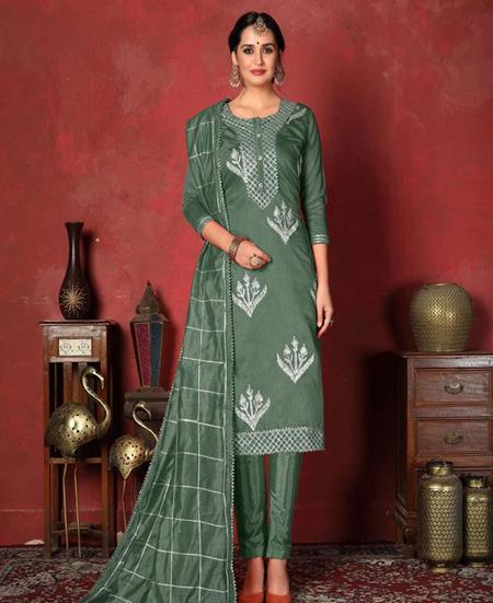 Picture of Bewitching Pine Straight Cut Salwar Kameez