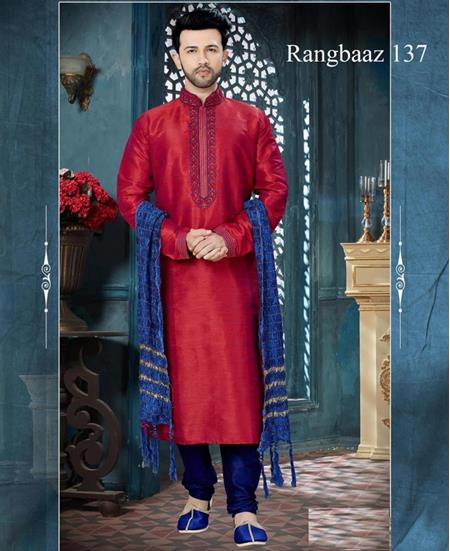 Picture of Magnificent Marron With Blue Kurtas