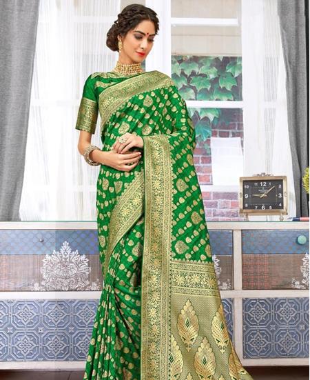 Picture of Enticing Green Silk Saree