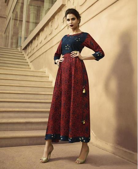 Picture of Magnificent Maroon & Navy Blue Kurtis & Tunic