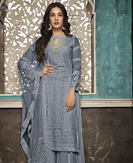 Picture of Charming Grey Straight Cut Salwar Kameez