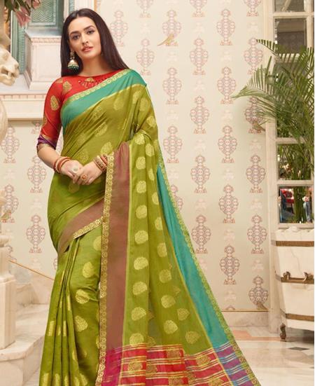 Picture of Nice Mehendi Green Casual Saree