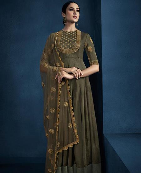 Picture of Beauteous Light Mehendi Party Wear Gown