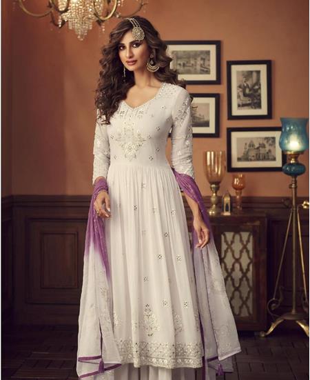 Picture of Exquisite Off-White Party Wear Salwar Kameez