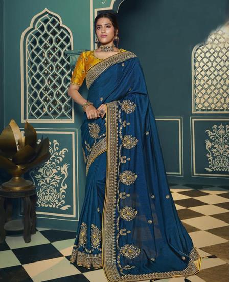 Picture of Charming Blue Silk Saree