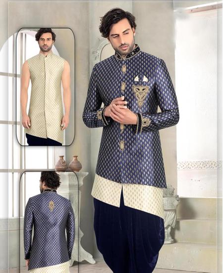 Picture of Sightly Navy Blue Sherwani