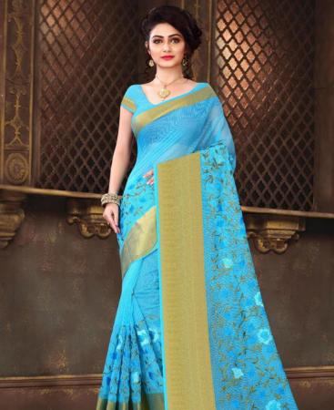 Picture of Appealing Sky Blue Casual Saree