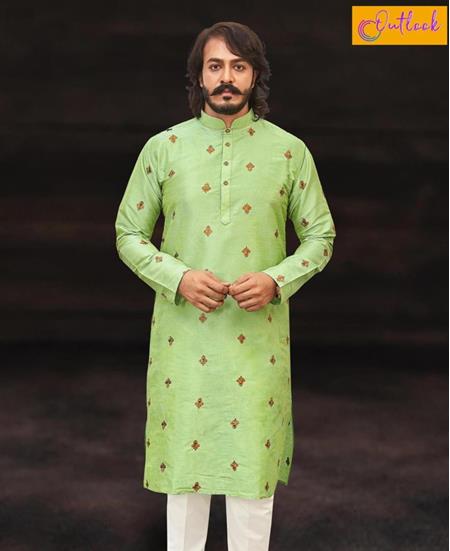 Picture of Well Formed Light Perrot Green Kurtas
