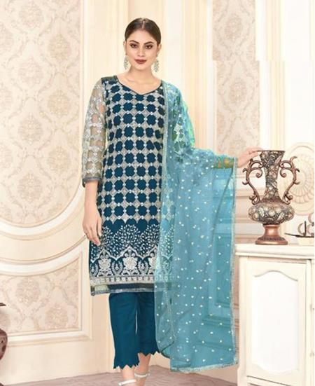 Picture of Classy Blue Straight Cut Salwar Kameez